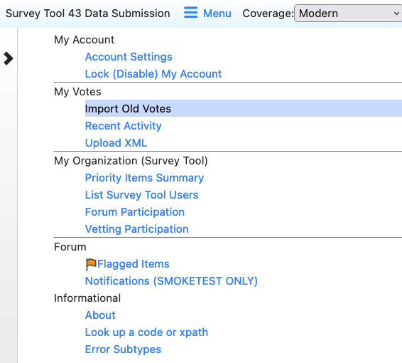 Import Old Votes option in menu