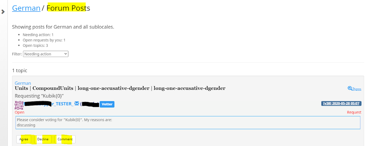 Example forum post