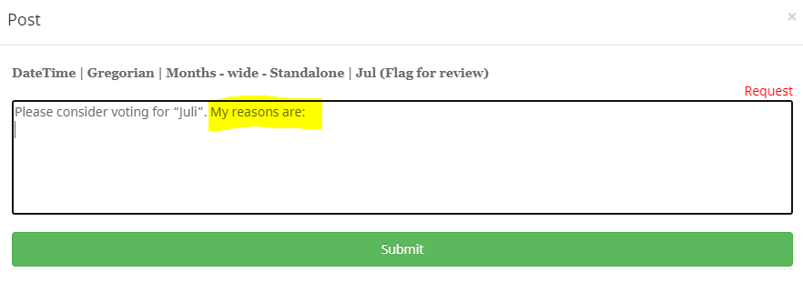 Add your reasons to changing the value to the request post draft